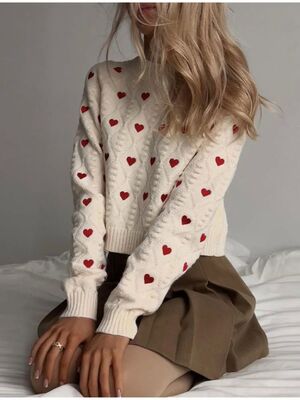 设计感印花淑女风毛衣