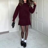 百搭学院风针织衫 mini 迷你半身裙套装 韩版 Preppy knit skirt set