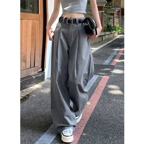 韩版灰色休闲 直筒裤Korean version of gray straight leg pants