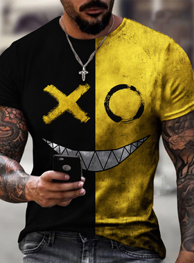 男士几何3d数码印花T恤Men's geometric 3Ddigital print T-shirt