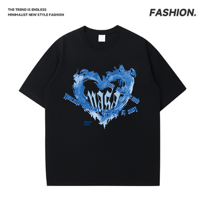 夏款简约情侣休闲百搭潮流印花圆领短袖T恤上衣43