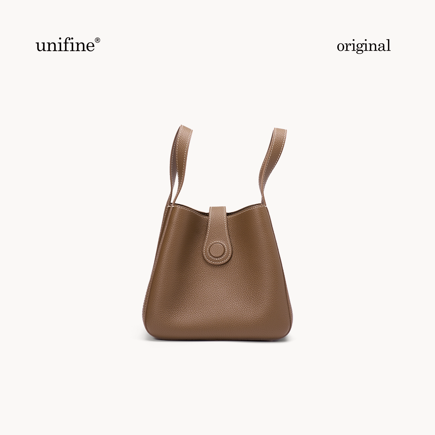 unifine秋冬款菜篮子包女通勤手提包牛皮单肩斜挎包高级感水桶包