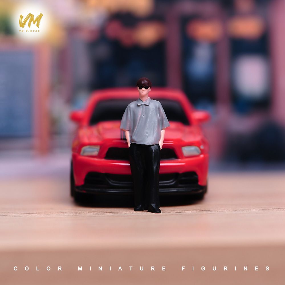 1/64 手插口袋的阳光墨镜男生 微缩场景模型搭配手工涂装小人偶
