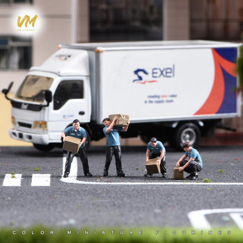 VM 1/64 快递搬运场景4人组 微缩场景模型搭配手工涂装树脂人偶