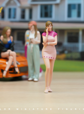 VM 1/18/24 街头时尚美女 精涂 微缩场景模型搭配手工涂装小人偶