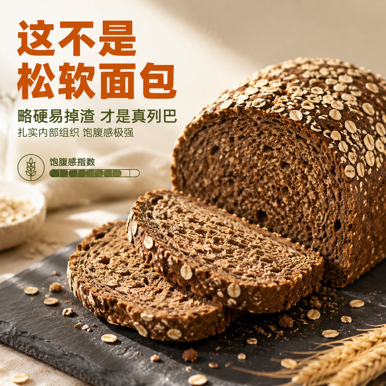 健身代餐全麦面包无添加蔗糖图片