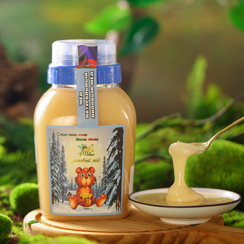 俄罗斯进口蜂蜜原装椴树蜜百花蜜结晶天然无污染添加营养囤货礼盒
