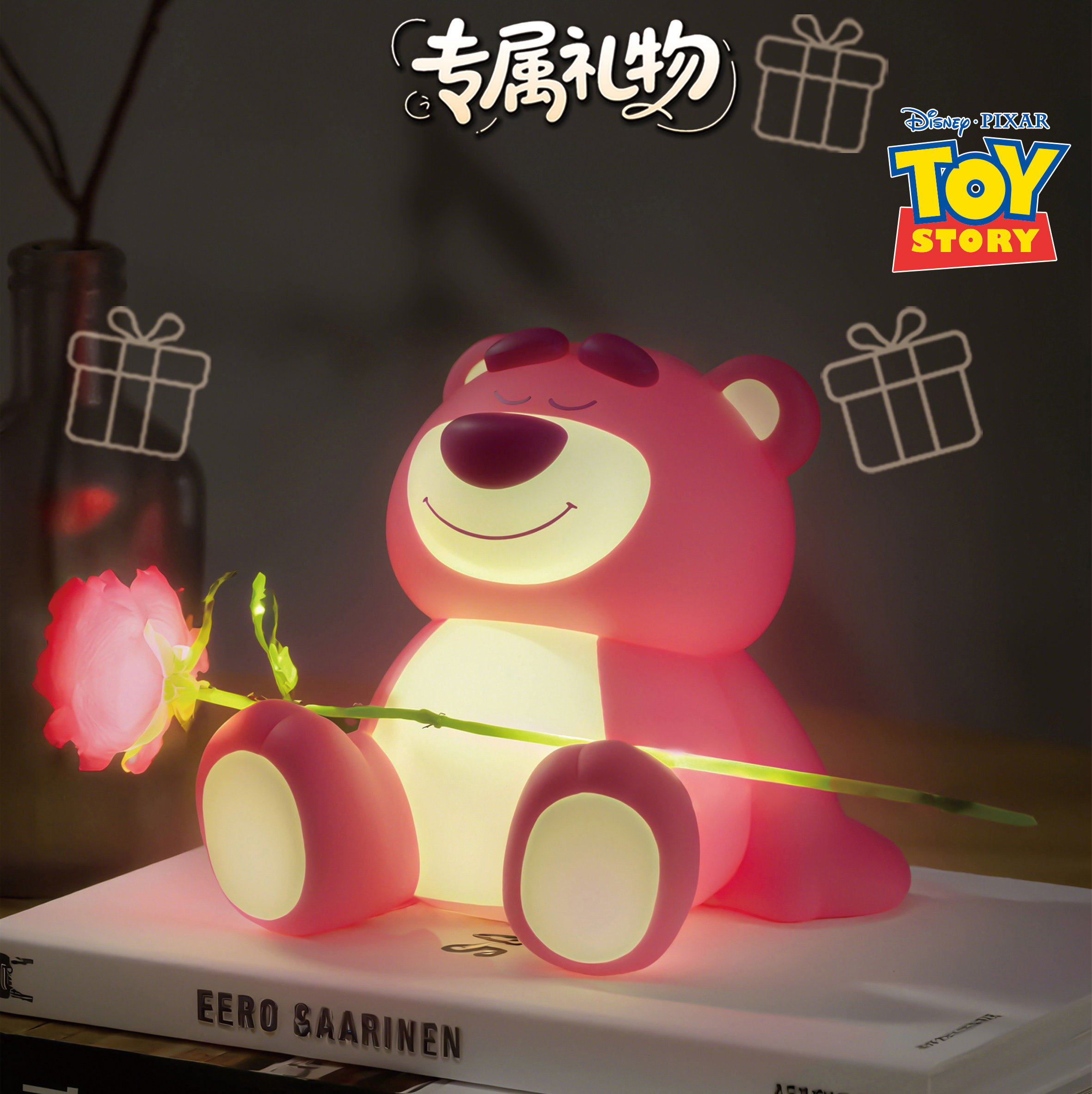 草莓熊硅胶小夜灯卧室床头氛围睡眠儿童拍拍灯送小朋友生日伴手礼