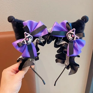 三丽鸥库洛米超萌发箍女童毛绒猫耳朵发饰lolita头饰洛丽塔头箍