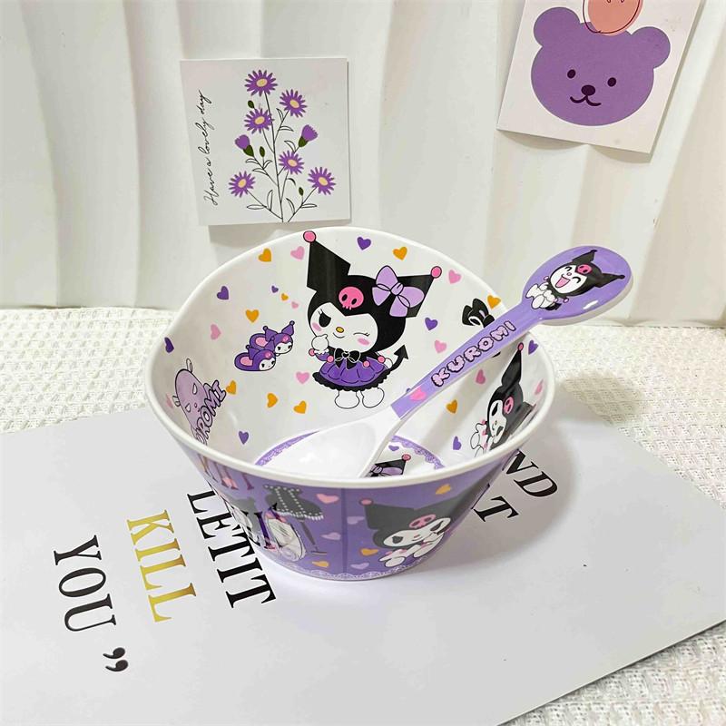 库洛米儿童餐具套装分格盘筷子勺子可爱三件套女吃饭专用碗3-6岁5