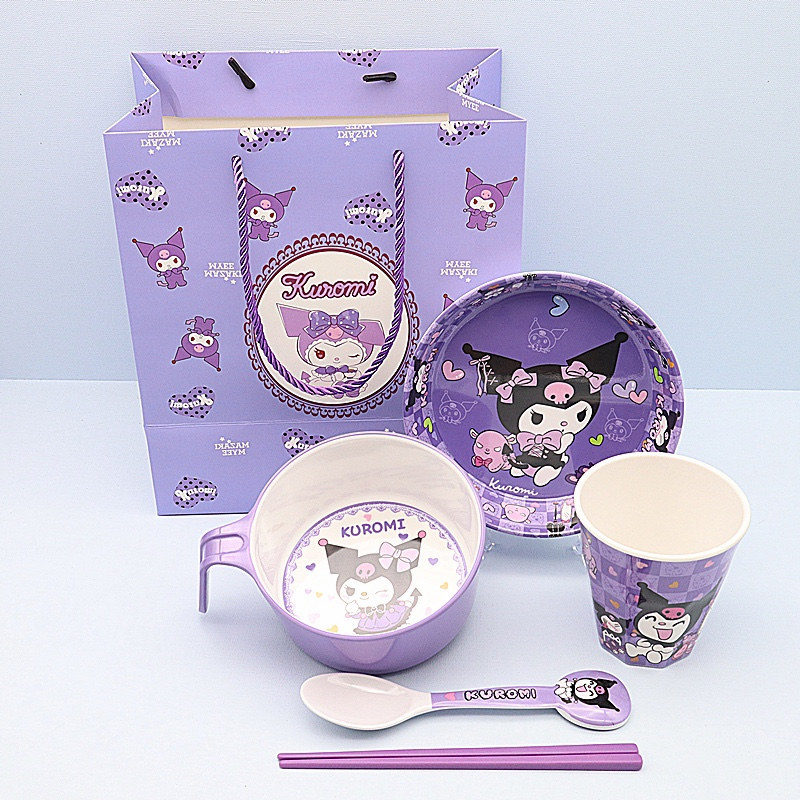 库洛米儿童专用吃饭碗勺子筷子三件套碗盘餐具防烫生日礼物4-6岁5