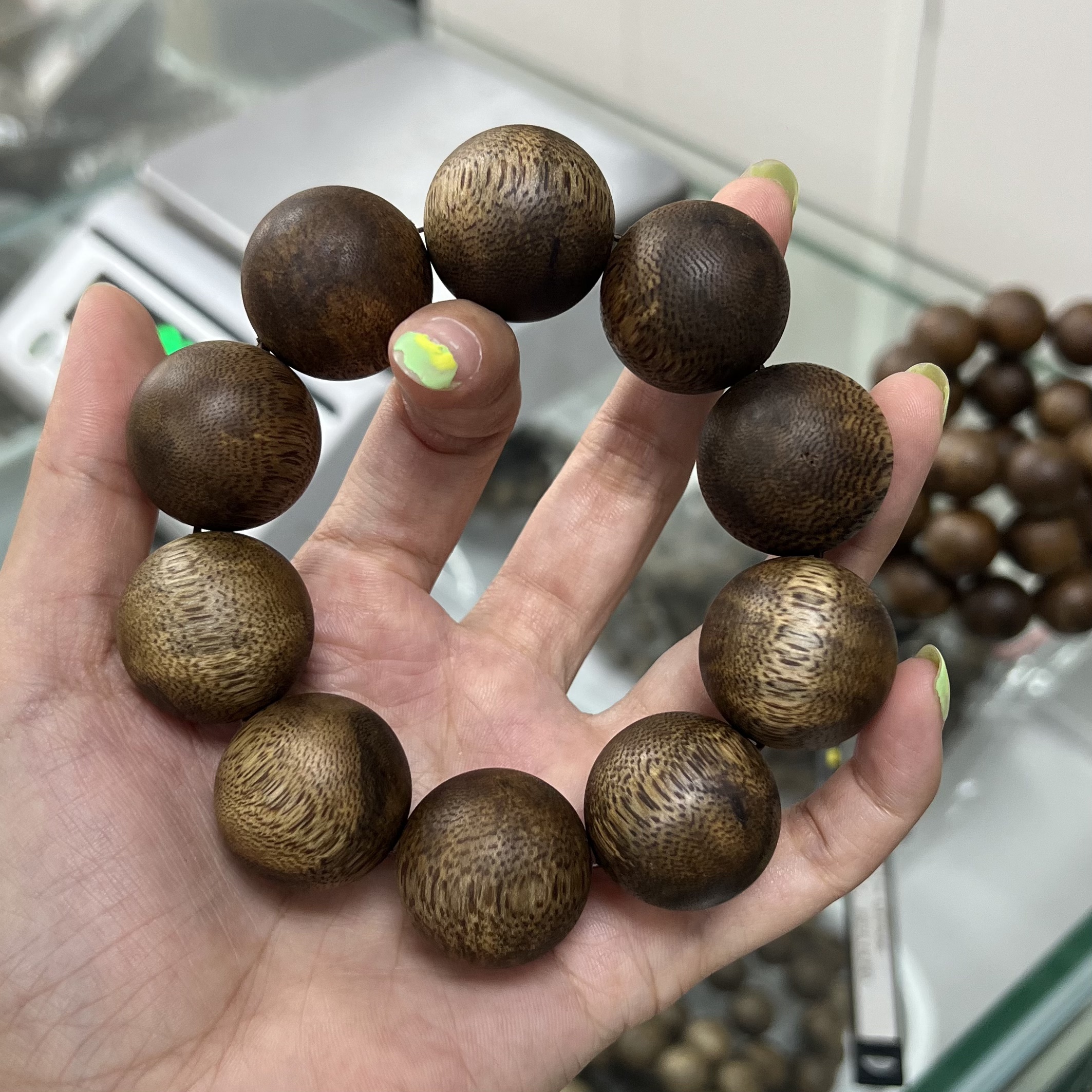 珍藏级奇楠沉香罗汉金刚珠佛珠大颗10颗手串