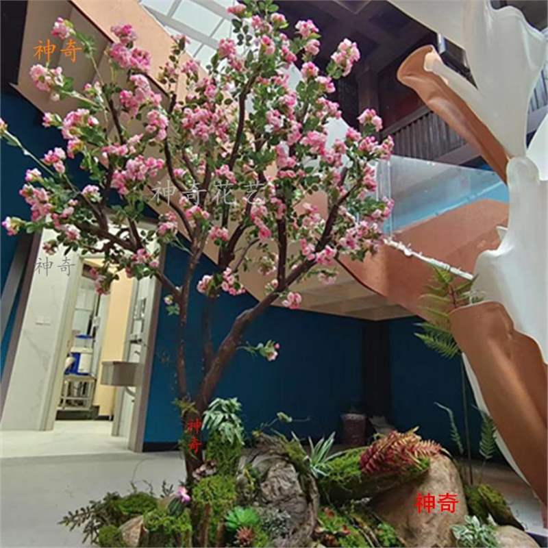 仿真海棠花树桃花樱花婚庆户外装饰造景室内商场酒店摄影打卡道具