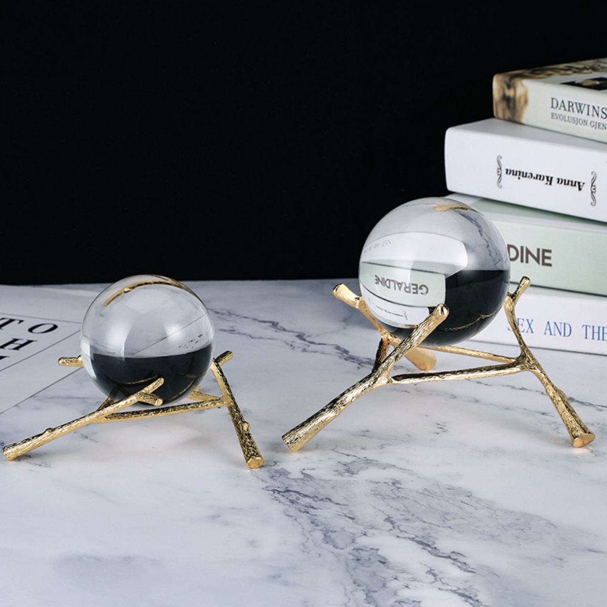 现代轻奢水晶球摆件客厅书房办公室桌面酒柜家居装饰乔迁新居礼品