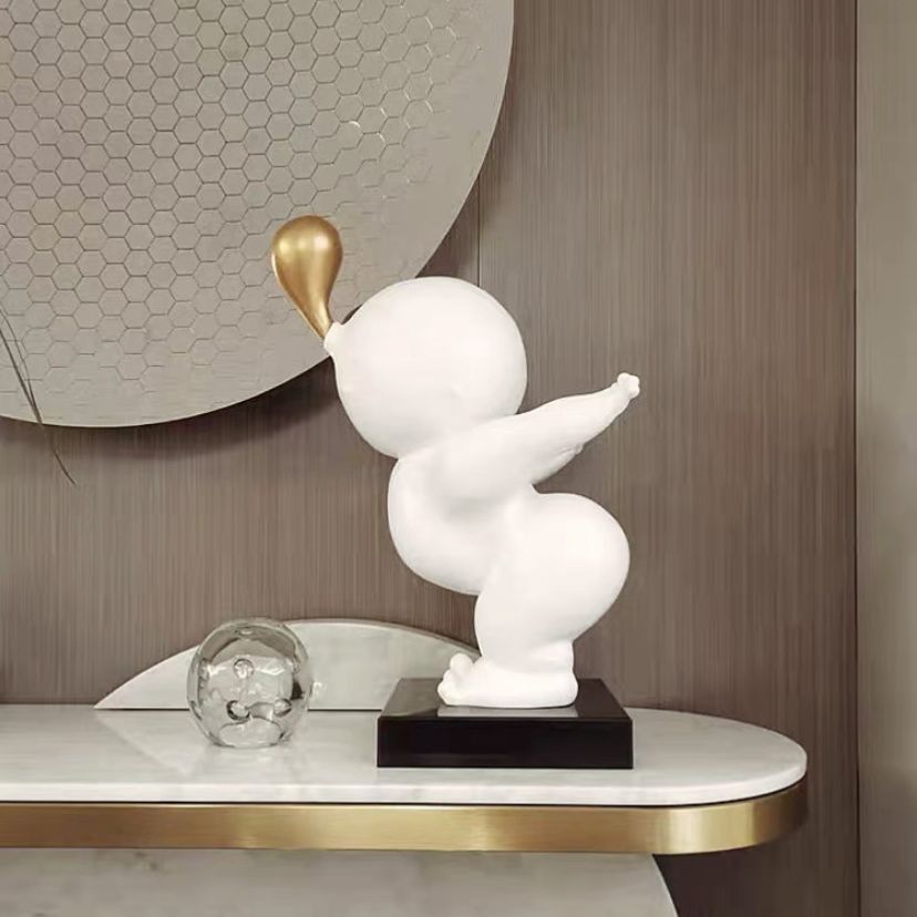 可爱吹泡泡小孩艺术摆件办公室书桌家居客厅电视柜玄关酒柜装饰品