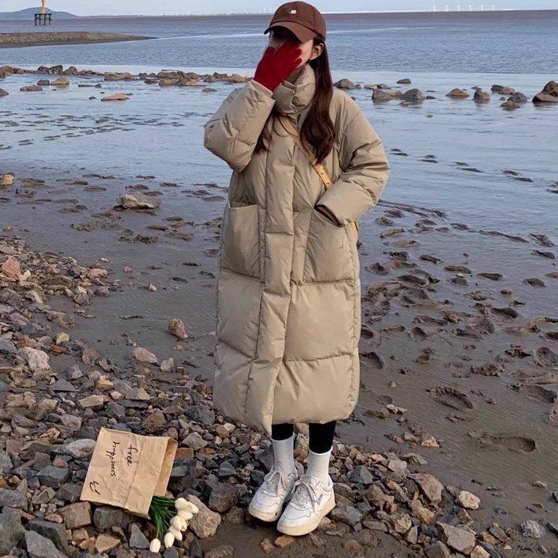 网图欧货2025冬新款韩版羽绒服女中长款立领时尚简约面包服棉服