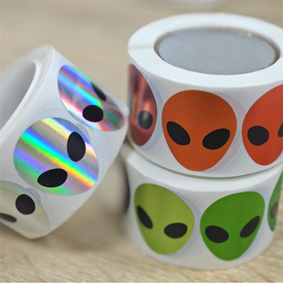 500贴/卷儿童卡通外星人玩具装饰贴纸镭射异形防水手帐装饰贴