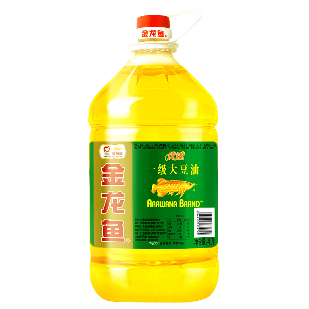金龙鱼优选一级大豆油4l大桶装家用色拉油炒菜煎炸食用油植物油