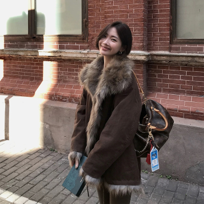 两面穿复古派克服皮草毛毛外套