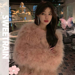 SWEETRAIN「梦幻公主」毛毛外套亮闪闪托卡环保皮草短款洋气显瘦