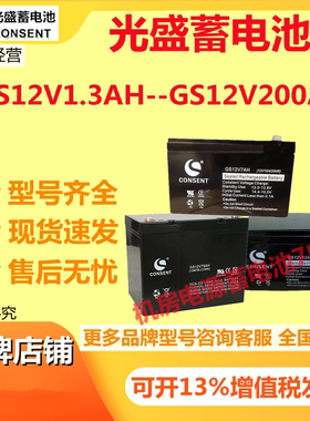 光盛蓄电池GS12V2.9AH5A7A8.5A12A24A38A65A100A消防主机直流屏