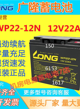 LONG广隆蓄电池WP22-12N 12V22AH应急照明报警电梯UPS医疗安防EPS