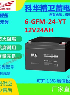 科华精卫蓄电池6-GFM-24-YT 12V24AH免维护UPS消防主机电梯门禁