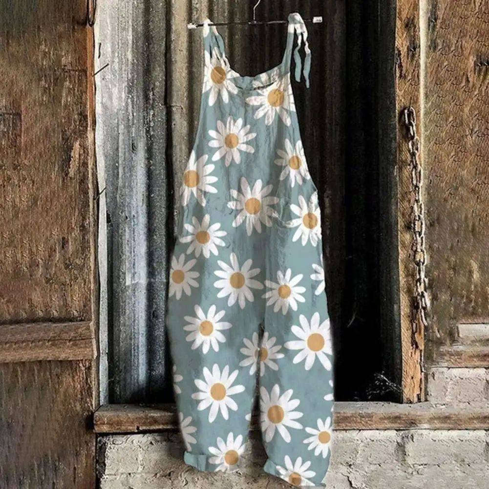 Printed retro wide leg jumpsuit秋冬3D印花女款复古阔腿连体裤
