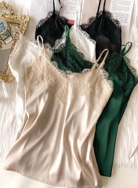 Casual Tank Top Women's Slim Fit Soft Satin Top缎面打底吊带