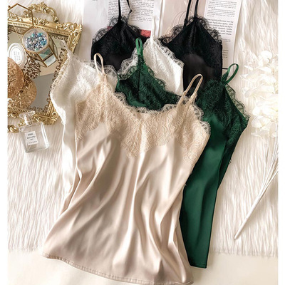 Casual Tank Top Women's Slim Fit Soft Satin Top缎面打底吊带