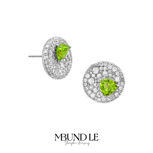 橄榄石耳钉摩邦珠宝好看