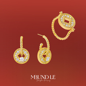 摩邦珠宝百赚无忧 金色圆环扭绳设计耳环女高级感轻奢满钻耳钉