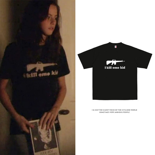英剧skins皮囊Effy同款趣味I KILL EMO KID印花短袖纯棉T恤上衣服