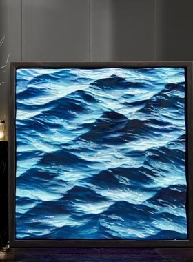 纯手工制作上色黑海海浪装饰挂画简约海浪工艺书桌装饰雕刻礼物