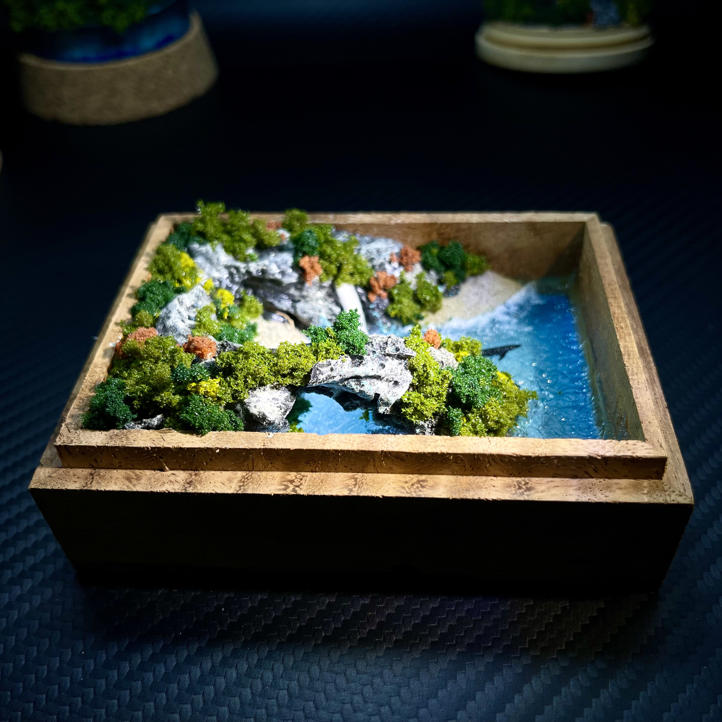 手工山海微缩景观木盒小夜灯礼物