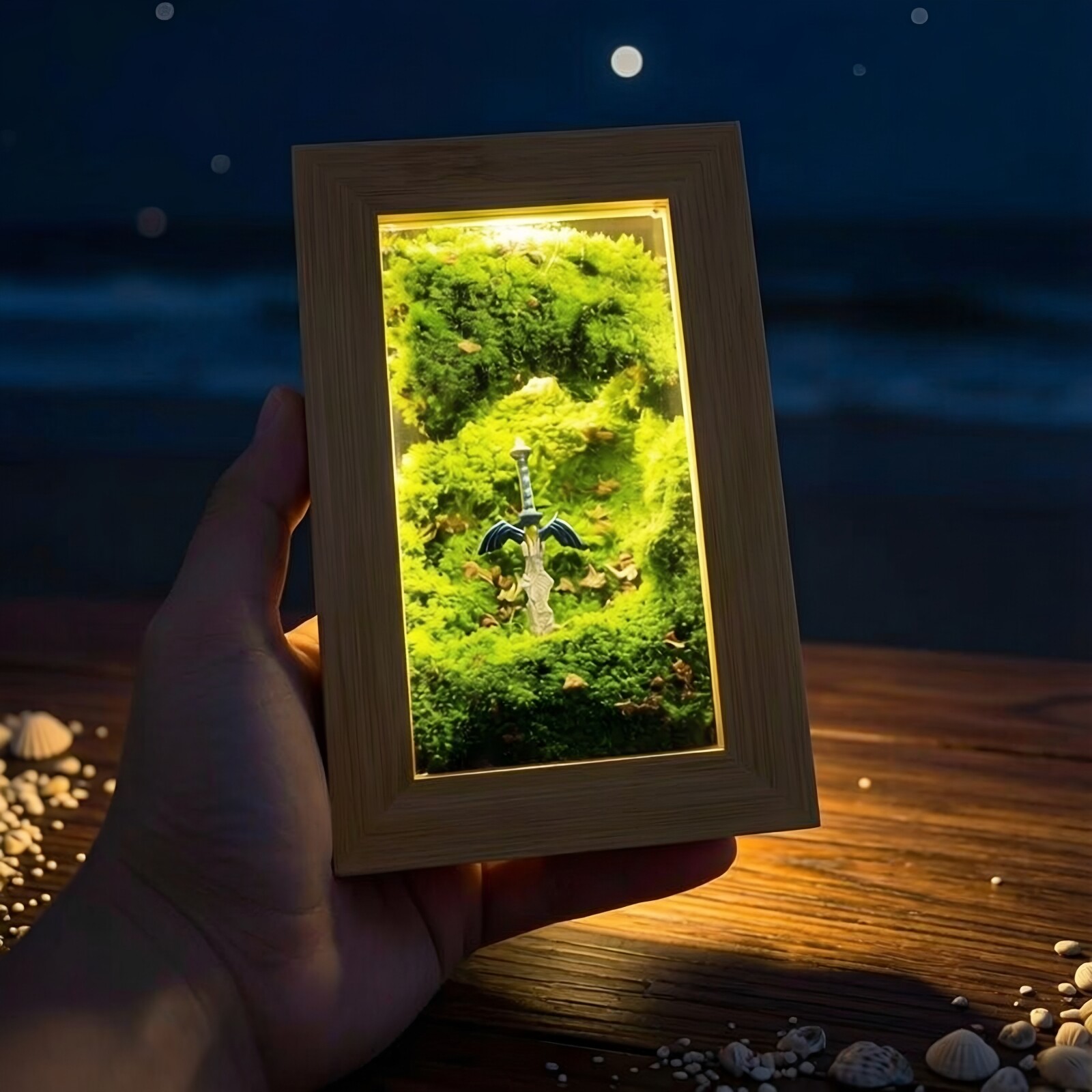 原创手工大师之剑 书桌充电竹盒创意氛围灯 桌面书房摆件饰品包邮