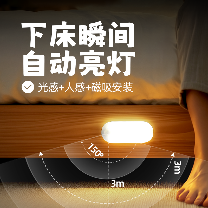 Lyridz里睿智能感应灯人来即亮入户过道厕所楼梯卧室充电小夜灯 - 实物图