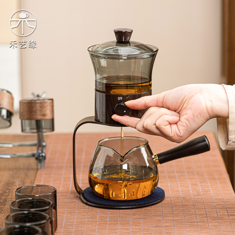 新款懒人玻璃磁吸自动功夫茶具套组家用轻奢高档茶壶茶杯泡茶神器