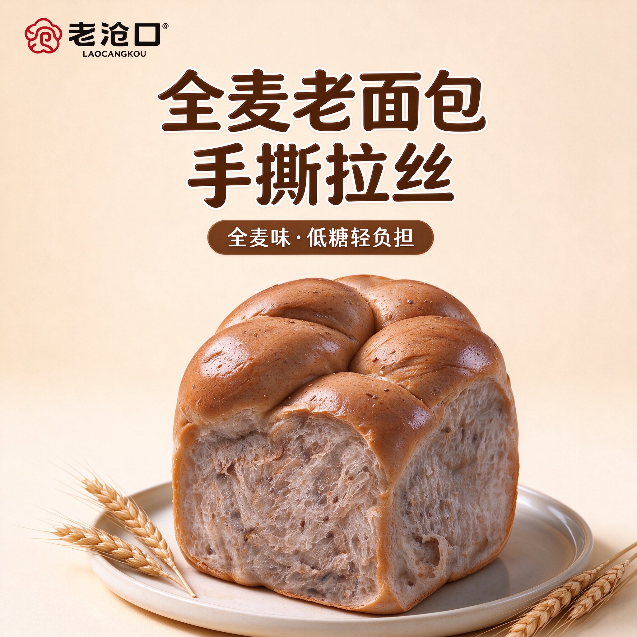 老沧口低糖全麦老面包8包