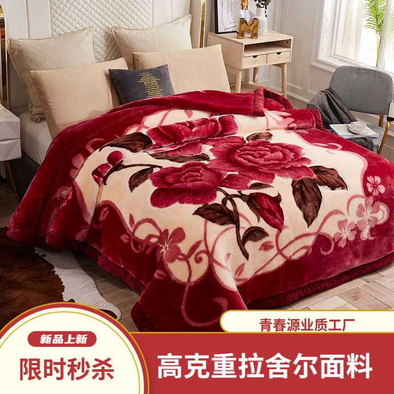 双面绒毛毯加绒双层加厚冬季拉舍尔毛毯加绒特厚婚学生盖毯双人