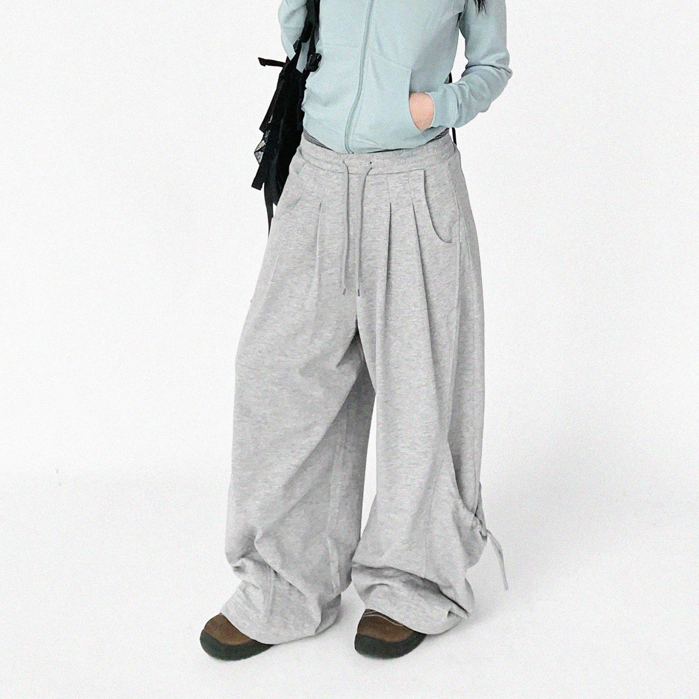 innomoood 超放松针织长裤弹力百搭廓形设计松紧腰运动裤休闲男女