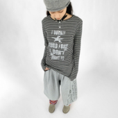 innomoood 条纹印花星星长袖 T恤一衣多穿吊带中长弹力Y2K辣妹内搭