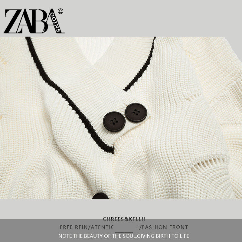 브랜드 철수 2024 새로운 가을 부드럽고 밀랍 같은 흰색 니트 재킷 가디건 여성용 루즈하고 다재다능한 브이넥 스웨터