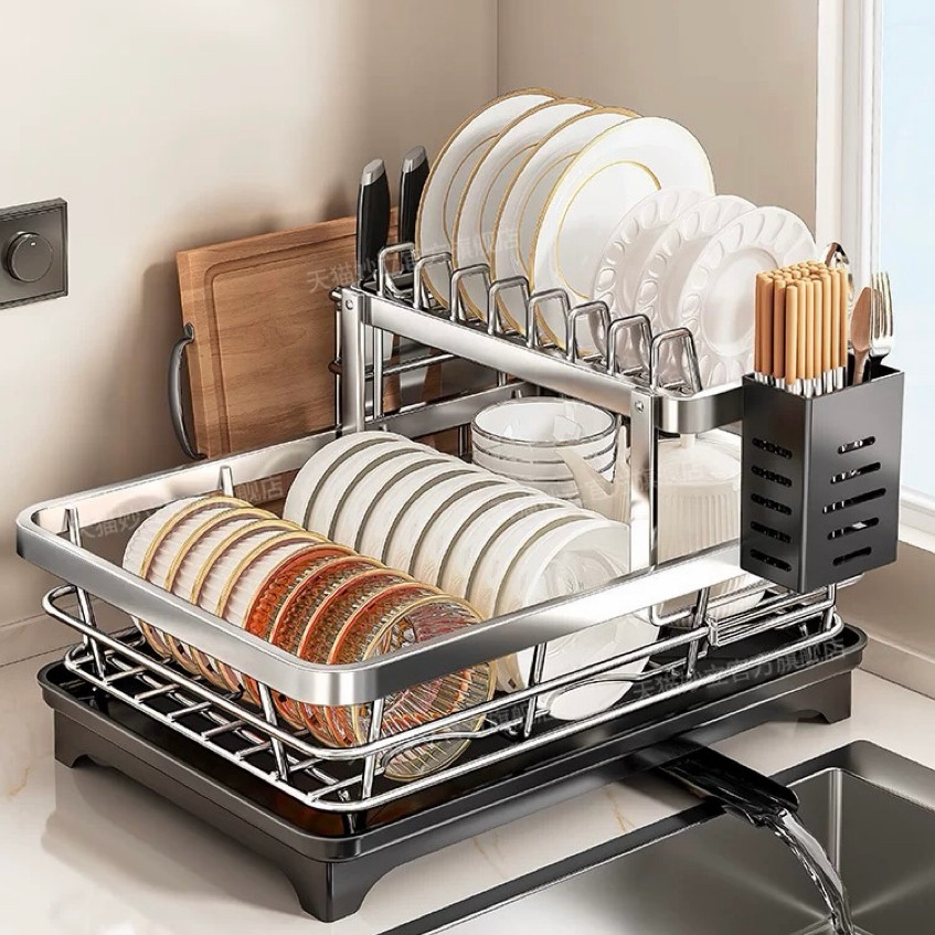 日本进口碗碟收纳架沥水架置物架不锈钢碗盘碗筷放碗盘子沥水篮