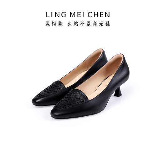 灵梅陈高跟鞋女士真皮皮鞋旗袍鞋
