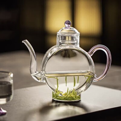 仿宋玻璃执壶女士绿茶泡茶壶一人饮小壶家用高档功夫茶水分离