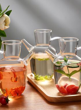 仿宋玻璃茶壶大容量中式水经注绿茶壶高硼硅执壶煮茶壶花茶果茶壶