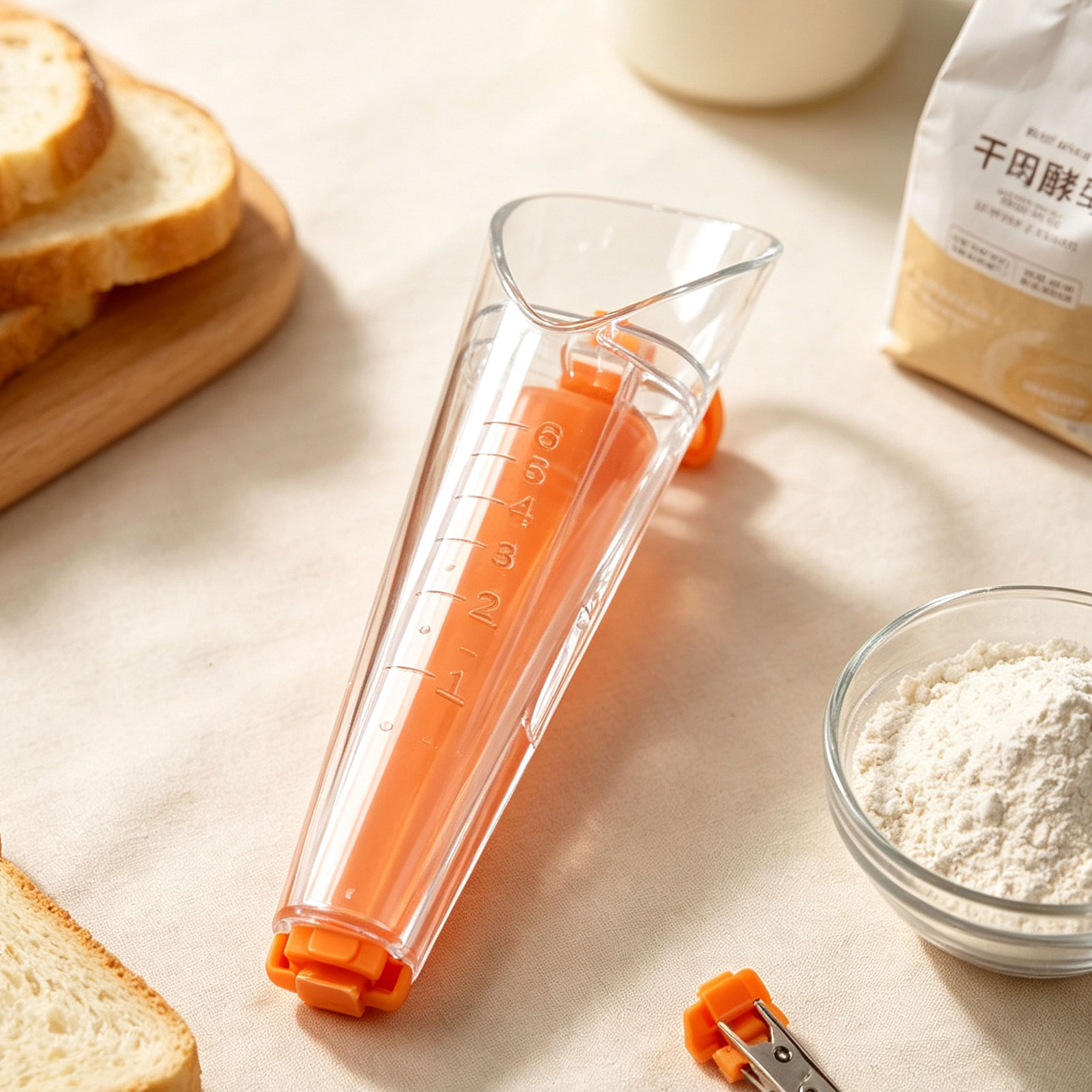 酵母粉量取器杯带刻度封口夹食品级厨房家专用称重计量勺烘焙工具