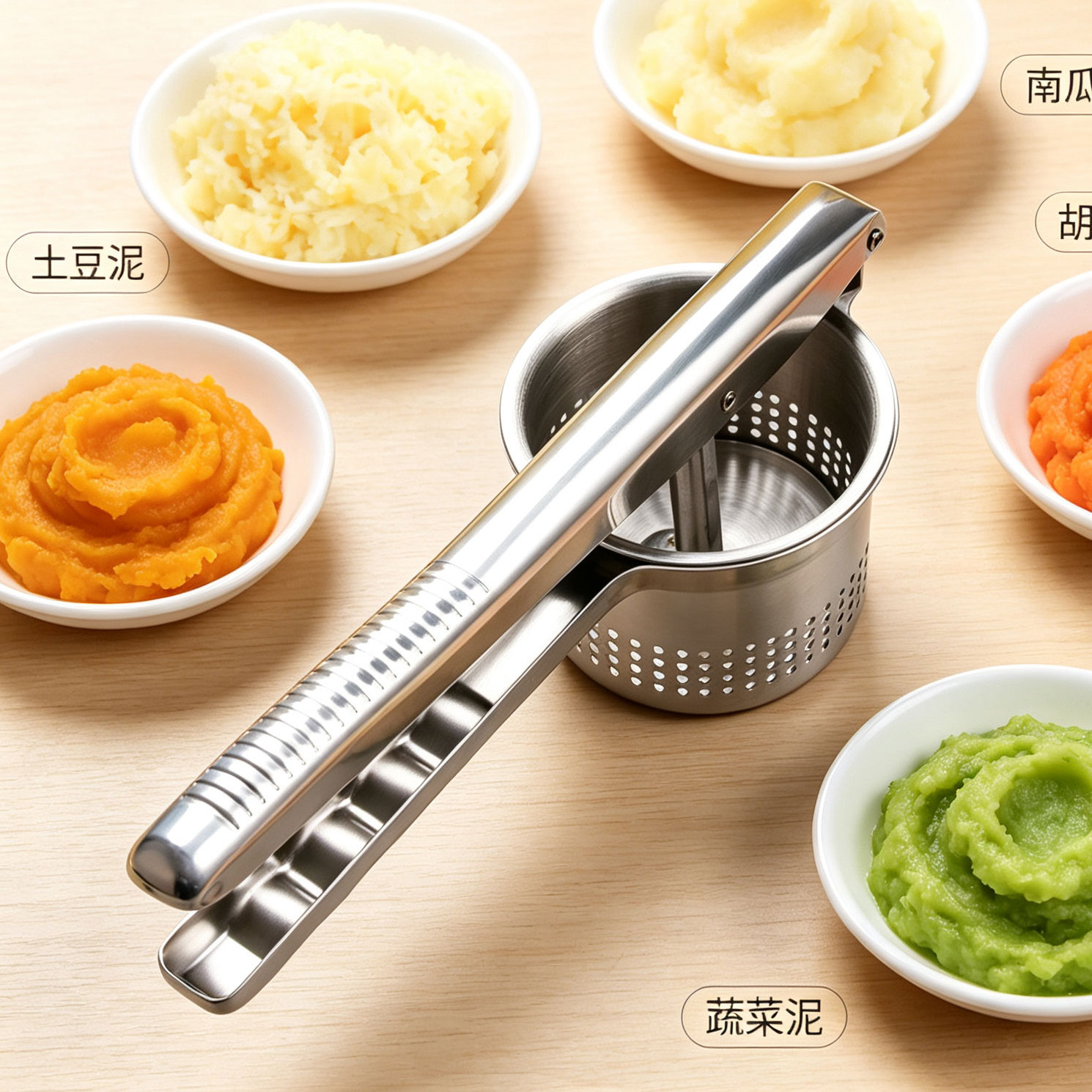 土豆泥马铃薯捣碎器家用不锈钢压薯器厨房工具神器压泥器捣泥器