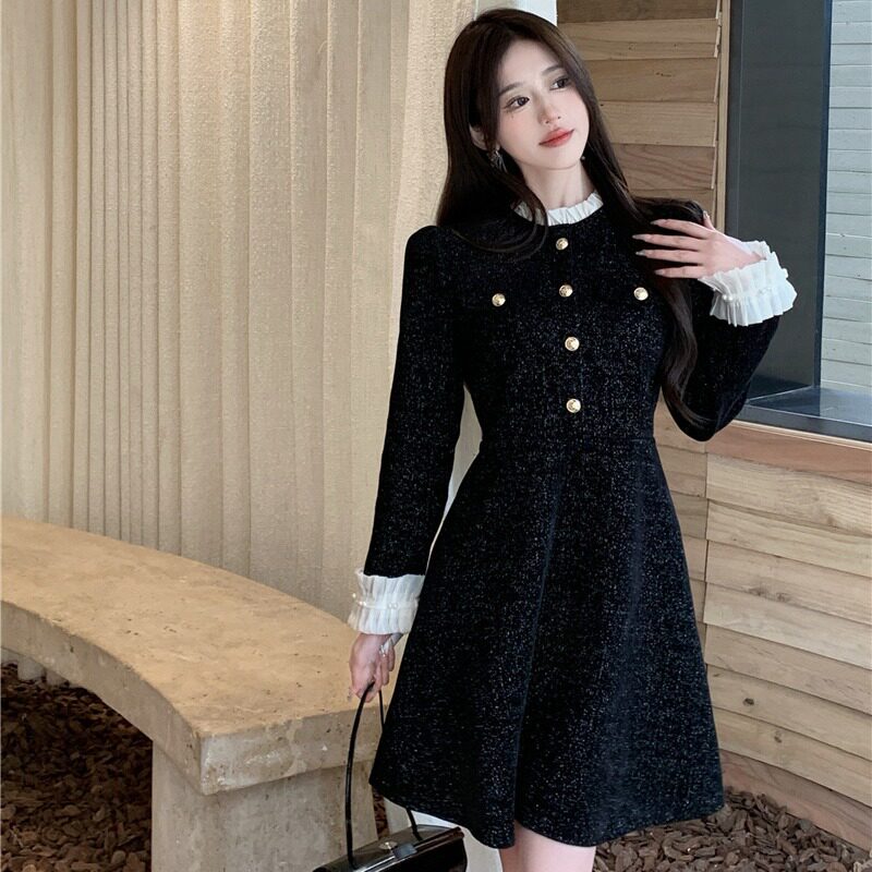 大码胖mm级感轻奢连衣裙女春秋连衣裙